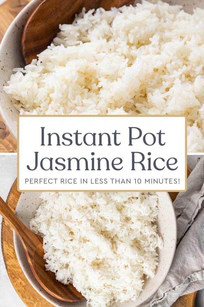 Pin graphic for Instant Pot jasmine rice