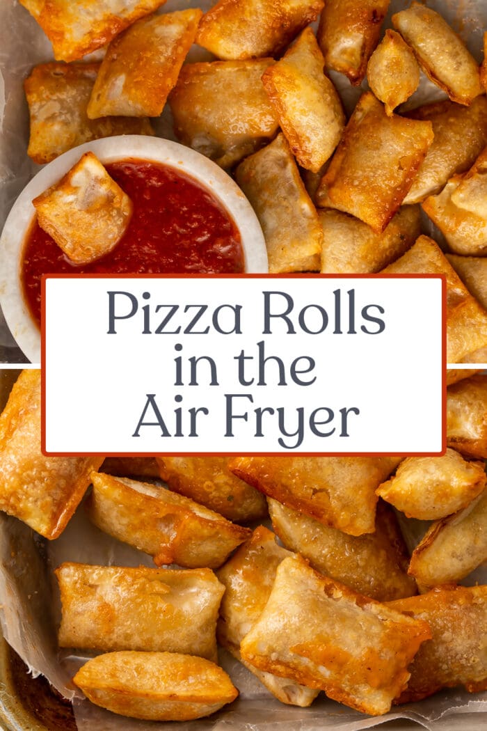 Pin graphic for pizza rolls in the air fryer