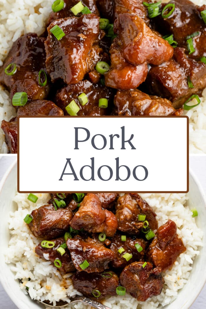 Pin graphic for pork adobo