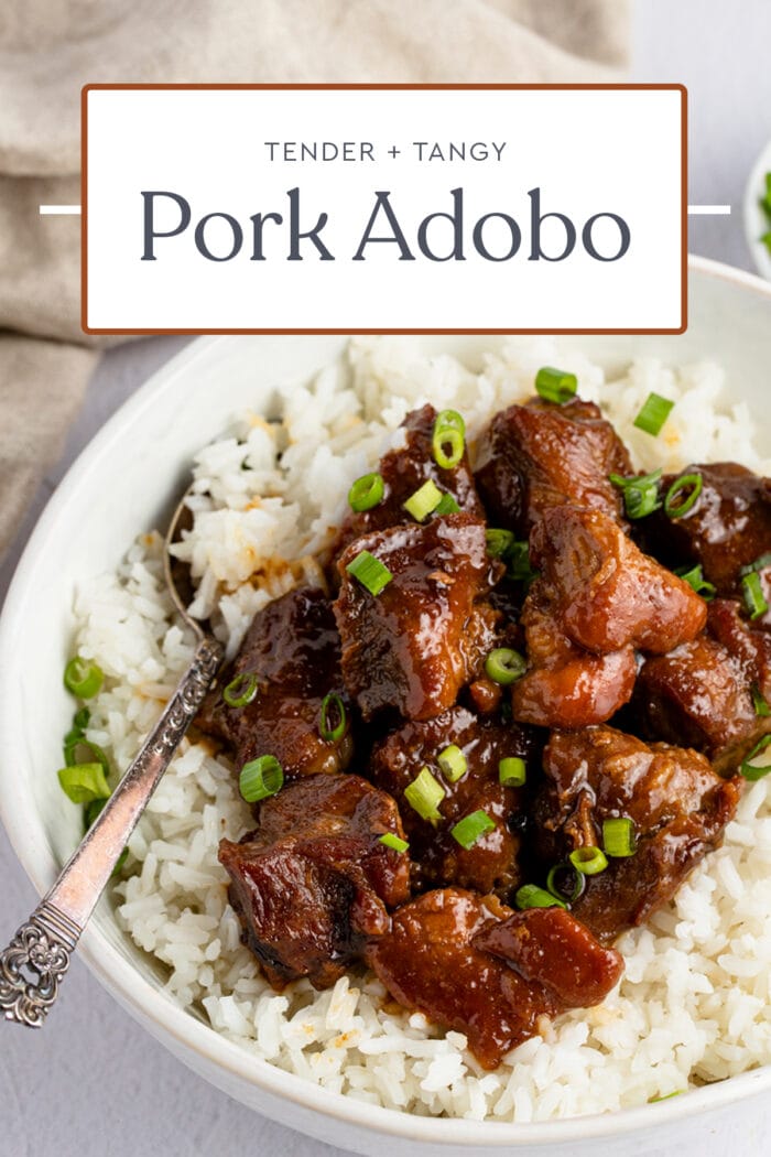 Pin graphic for pork adobo