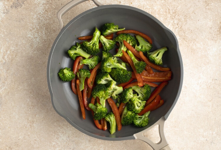 Stir fry veggies in large skillet