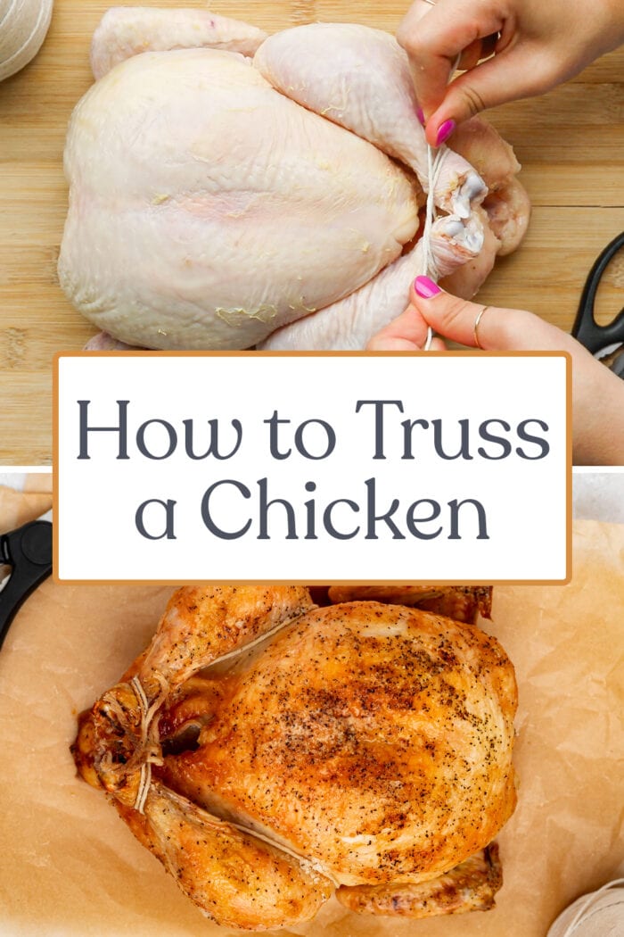 Pin graphic for how to truss a chicken