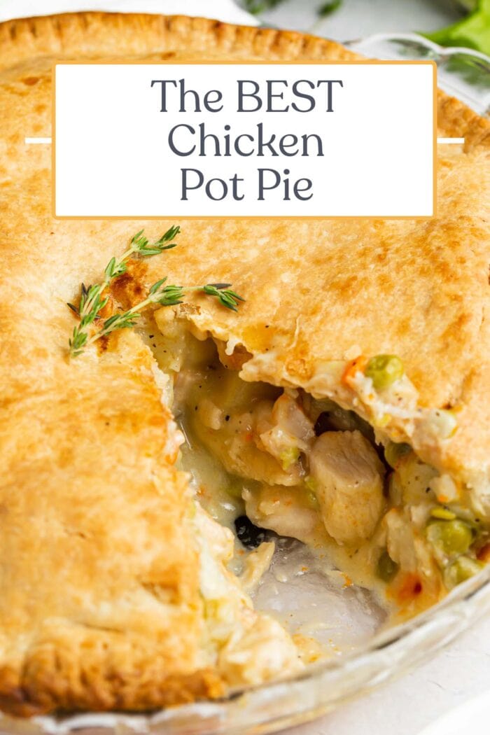 Pin graphic for chicken pot pie