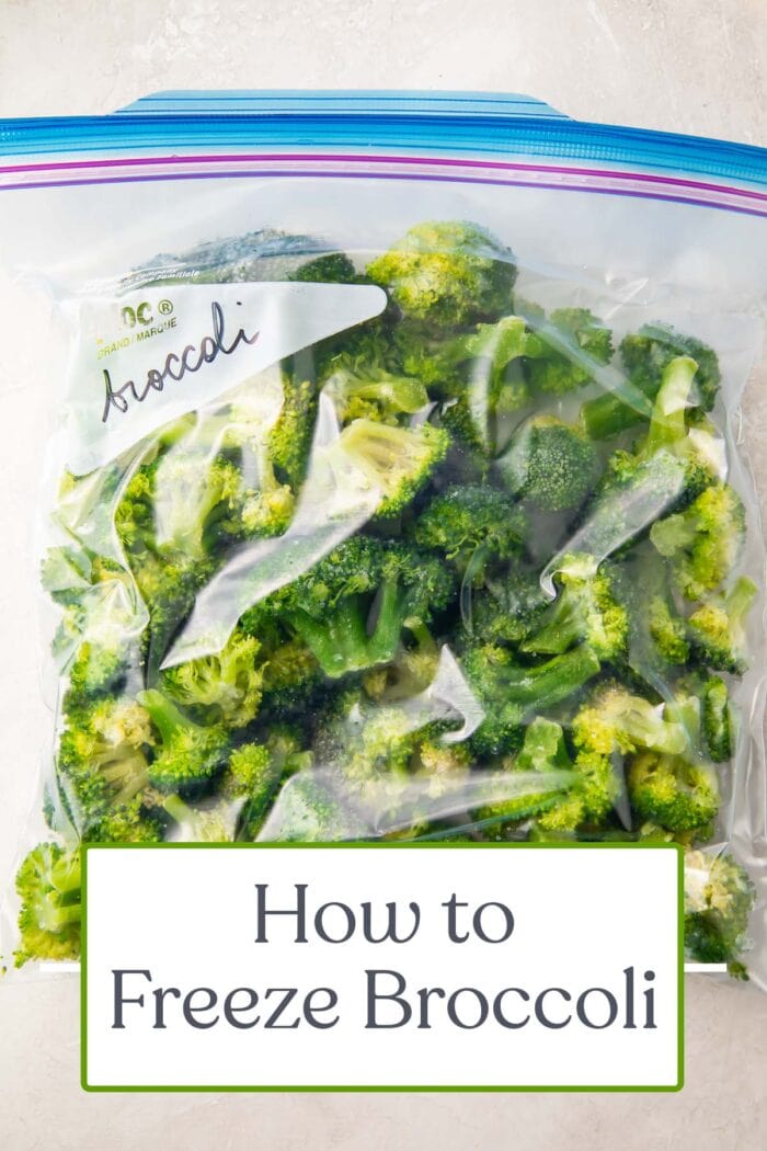 Pin graphic for how to freeze broccoli