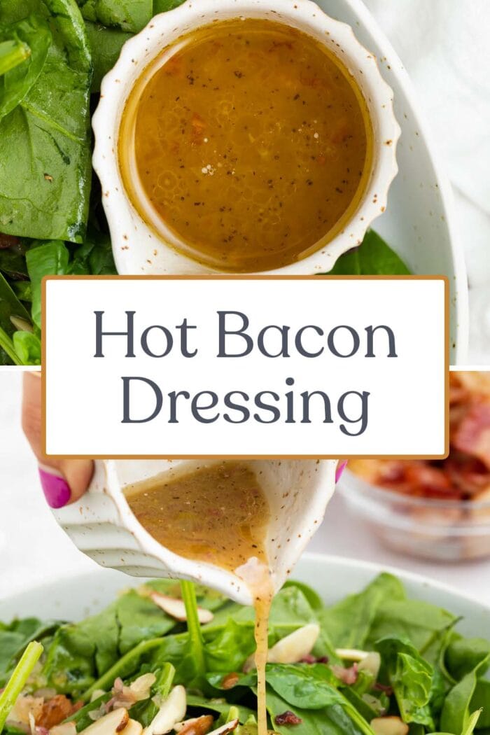 Pin graphic for hot bacon dressing
