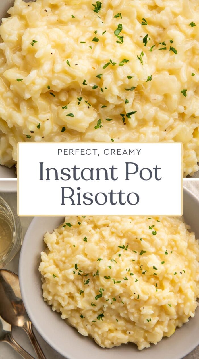 Pin graphic for Instant Pot risotto