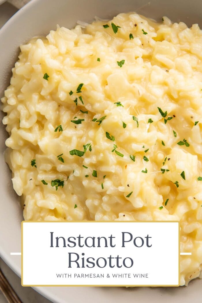 Pin graphic for Instant Pot risotto