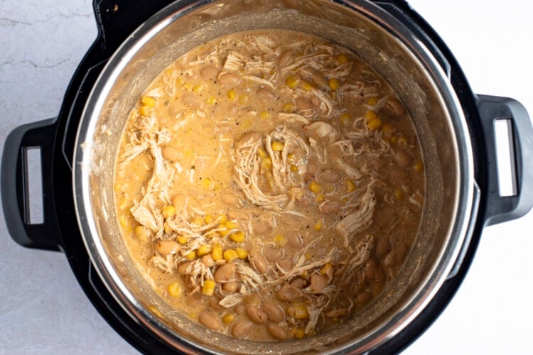 Shredded chicken in chili in Instant Pot
