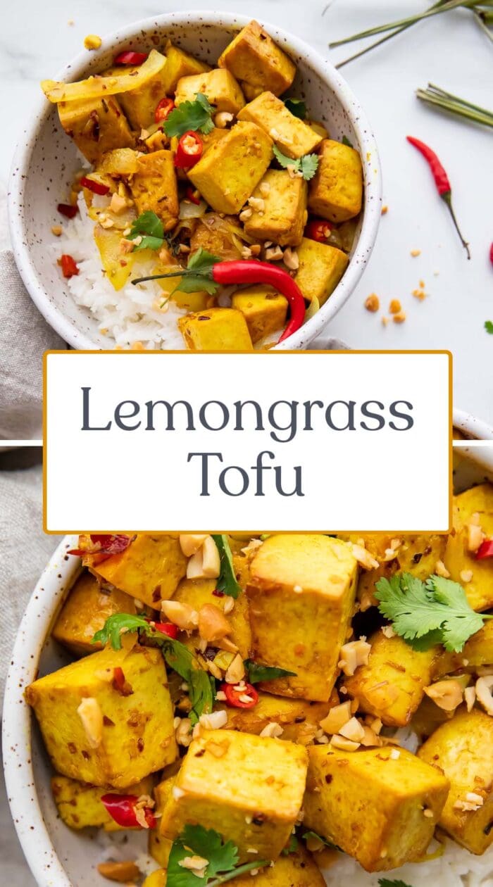 Pin graphic for lemongrass tofu