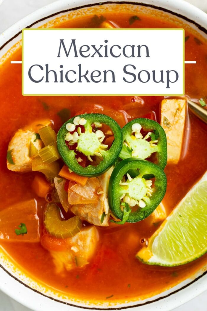 Pin graphic for Mexican chicken soup