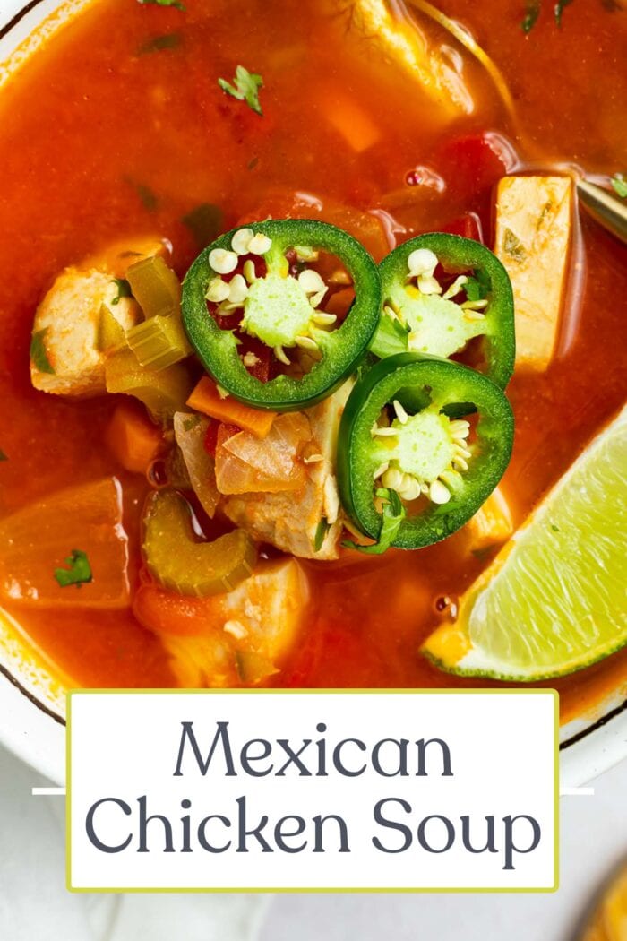 Pin graphic for Mexican chicken soup