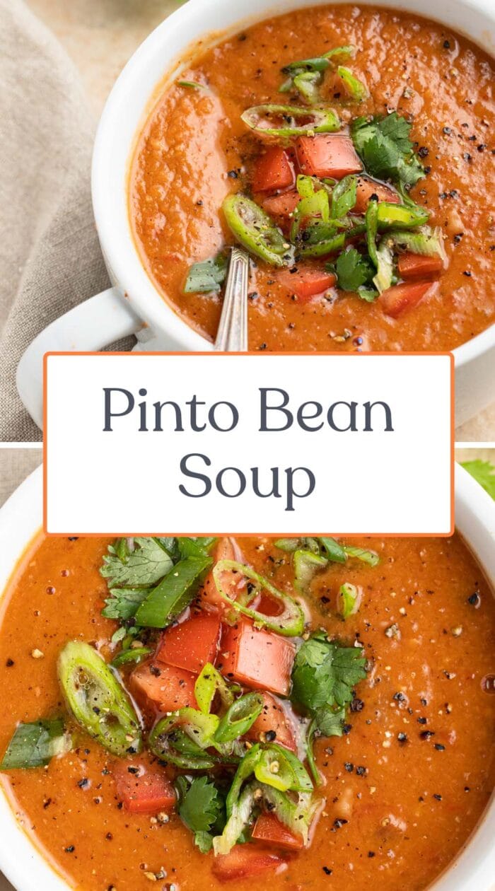 Pin graphic for pinto bean soup