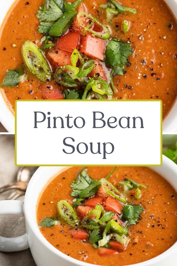 Pin graphic for pinto bean soup