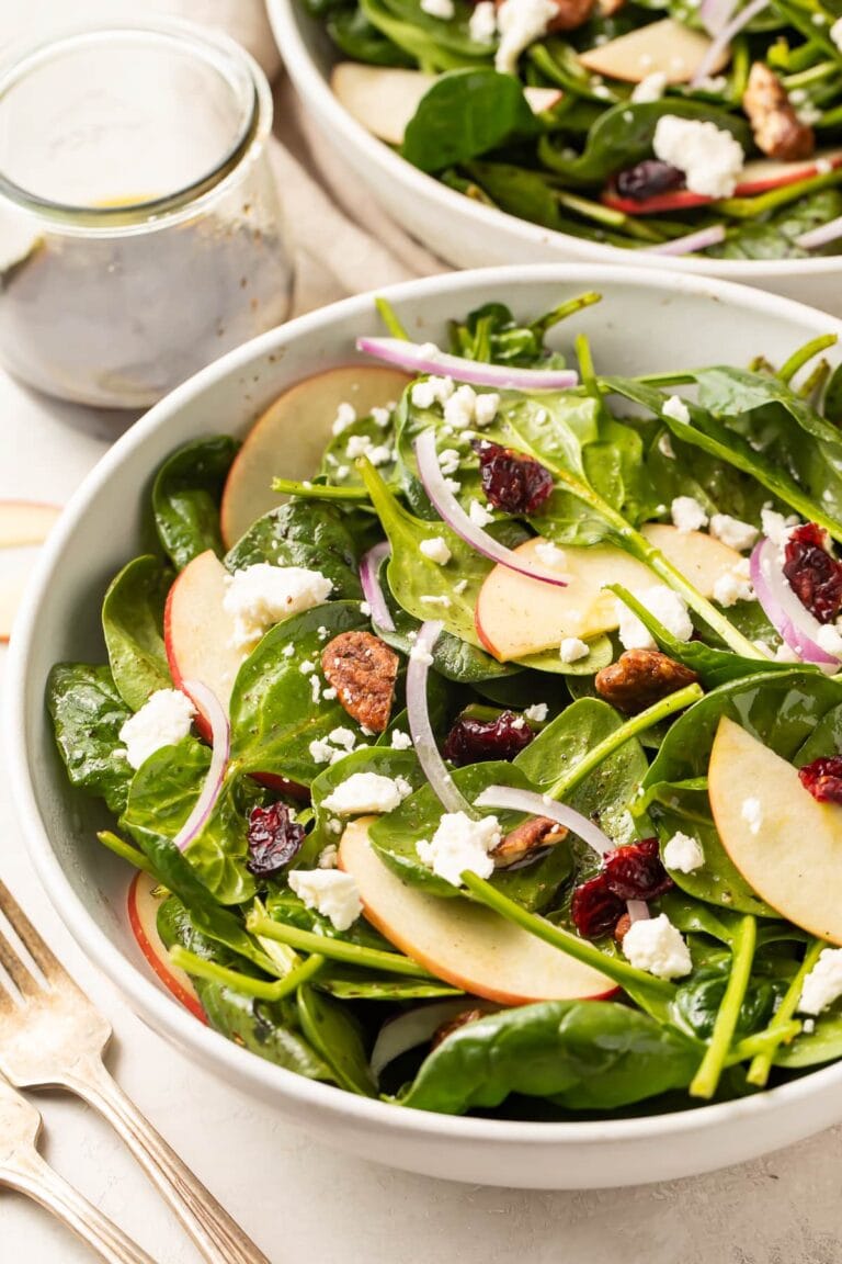 The Best Spinach Salad with Apples, Cranberries, and Maple Vinaigrette