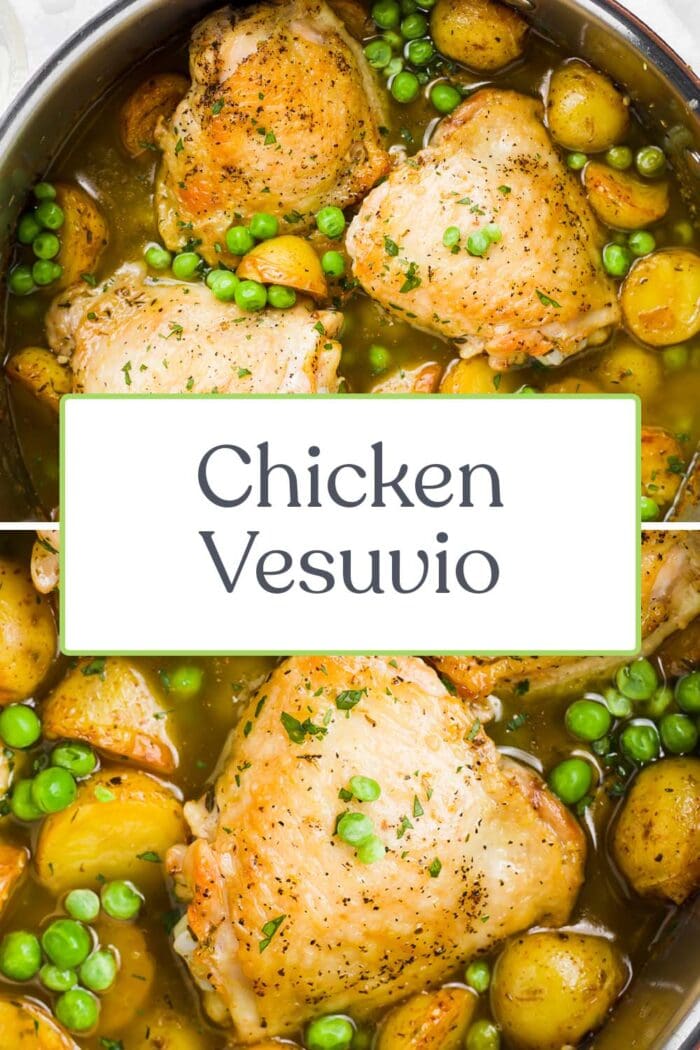 Pin graphic for chicken vesuvio