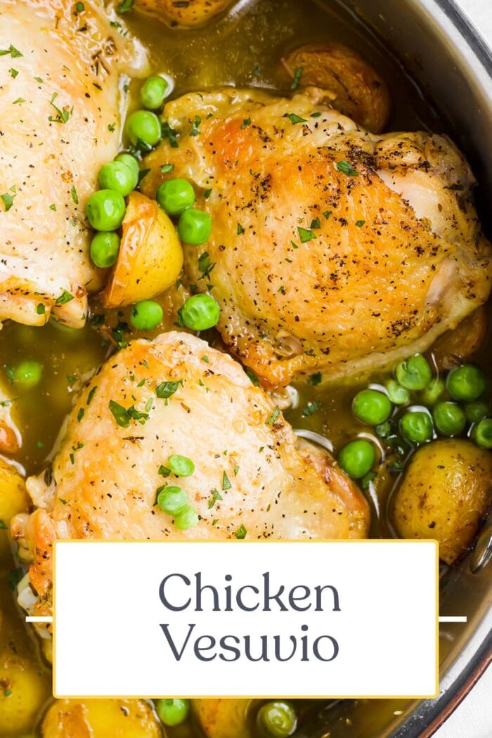 Pin graphic for chicken vesuvio