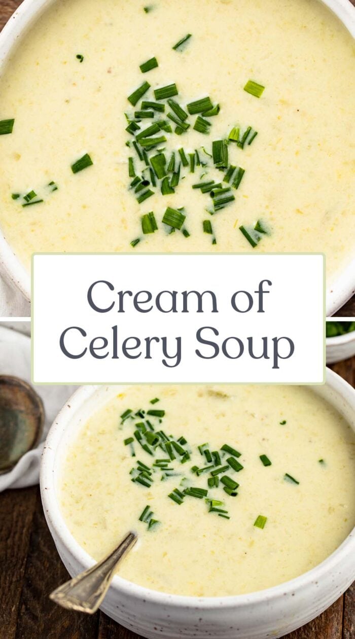 Pin graphic for cream of celery soup