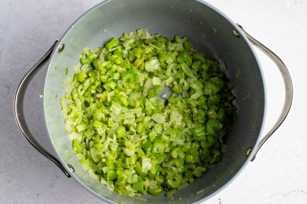 Celery and onion in large skillet