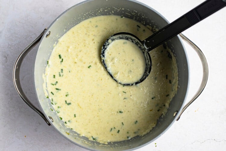 Cream of celery soup in large pot