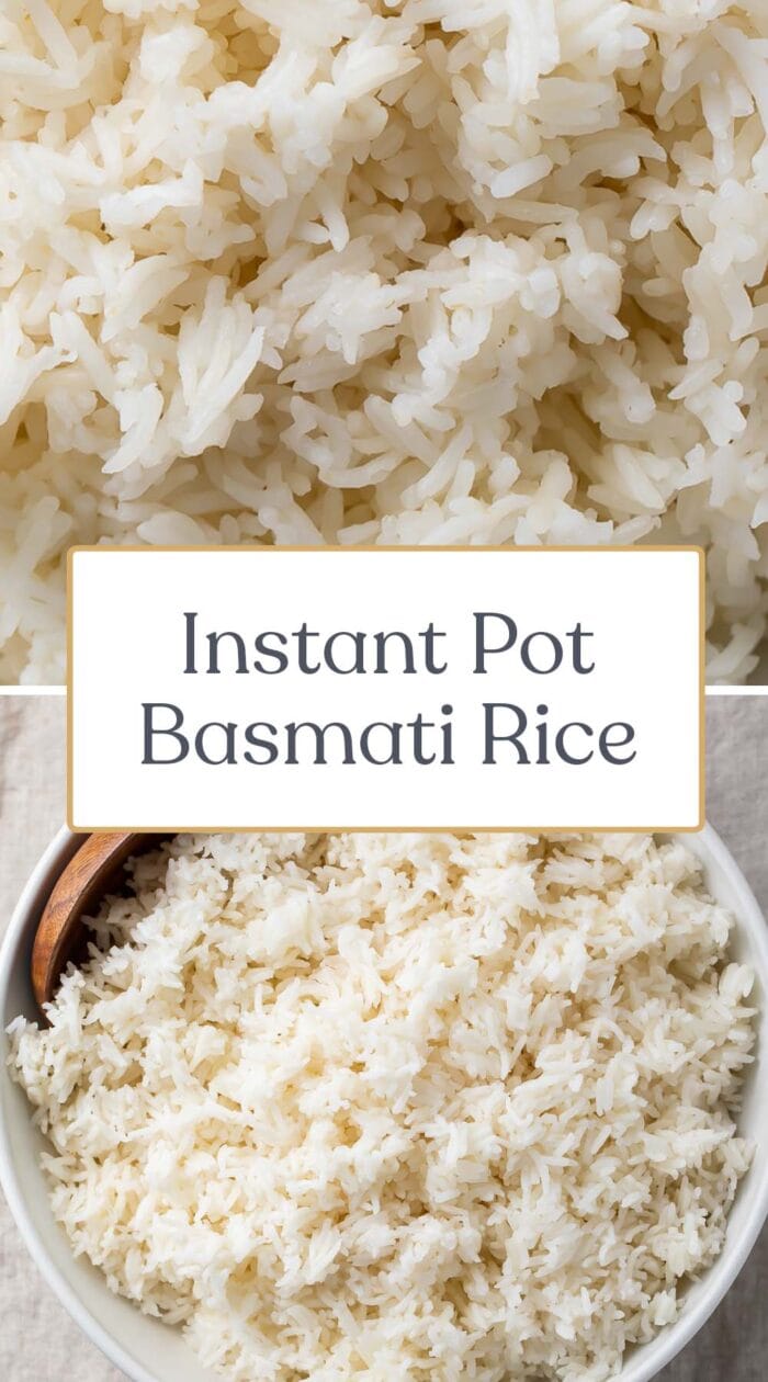 Pin graphic for Instant Pot basmati rice