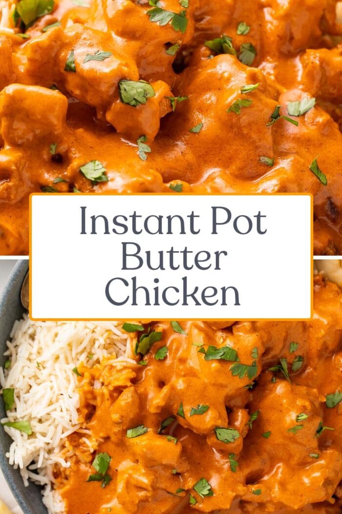 Pin graphic for Instant Pot butter chicken