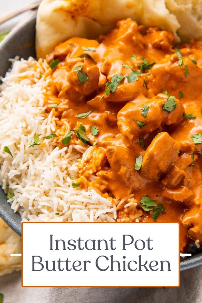 Pin graphic for Instant Pot butter chicken