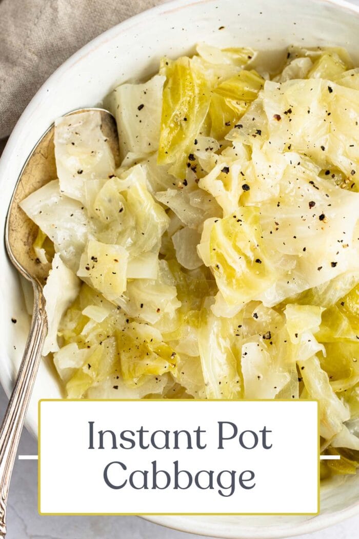 Pin graphic for Instant Pot cabbage