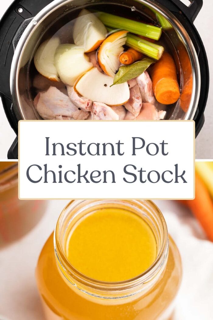 Pin graphic for Instant Pot chicken stock