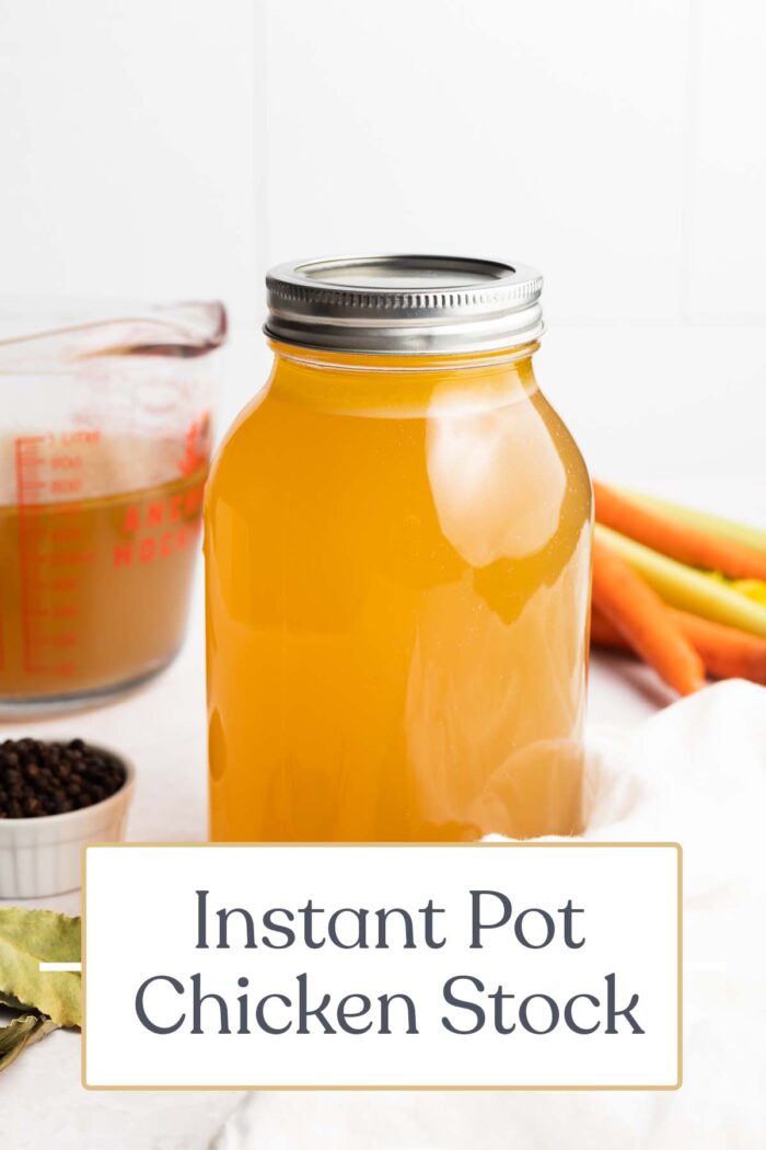 Pin graphic for Instant Pot chicken stock