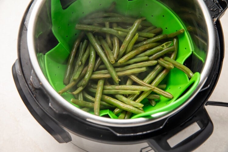 Instant Pot green beans in steamer basket