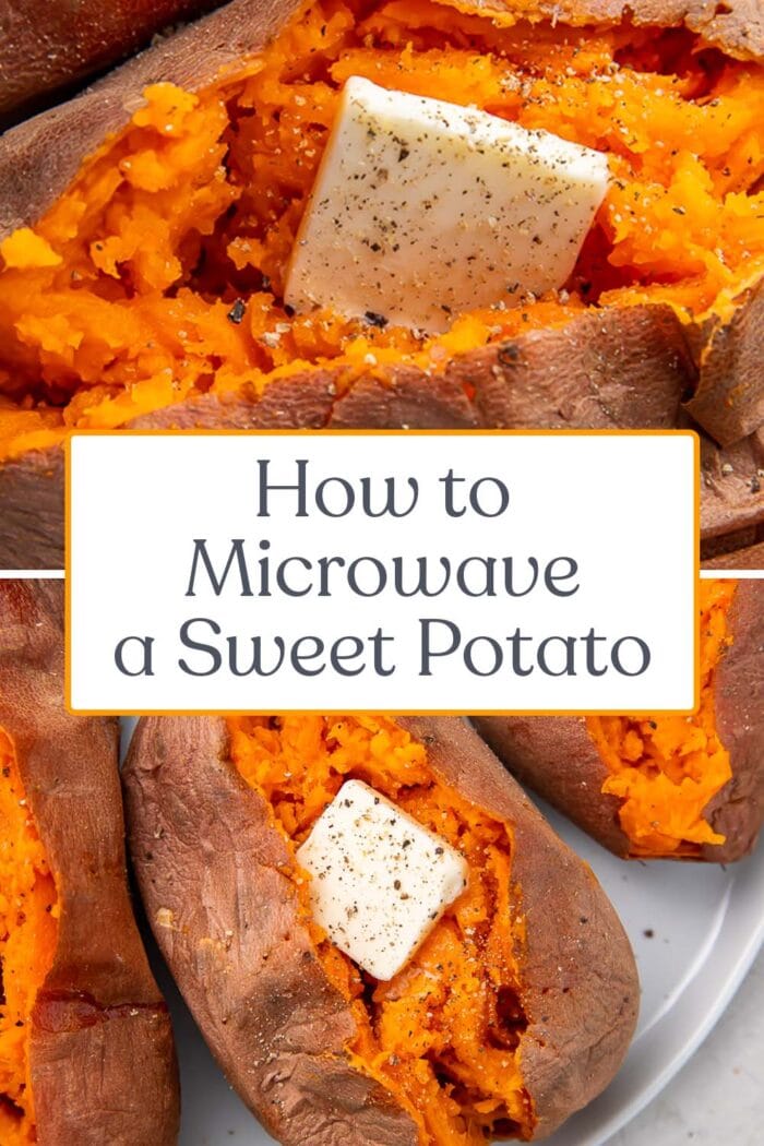 Pin graphic for microwave sweet potato