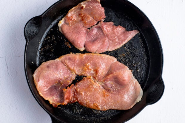 Country ham in cast iron skillet