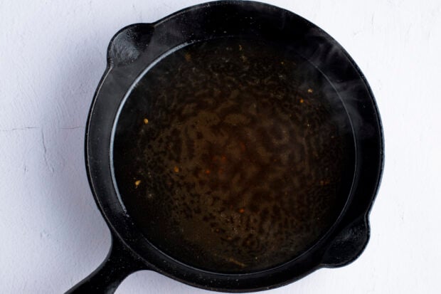 Black coffee for red eye gravy in cast iron skillet