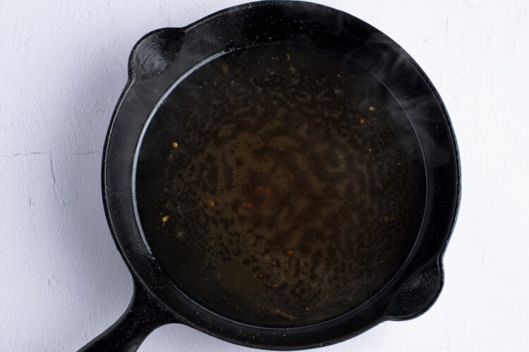 Black coffee for red eye gravy in cast iron skillet