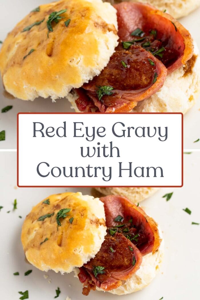 Pin graphic for red eye gravy
