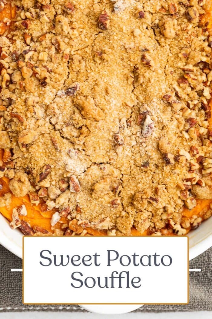 Pin graphic for sweet potato souffle