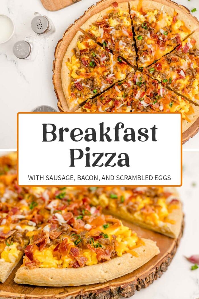 Pin graphic for breakfast pizza
