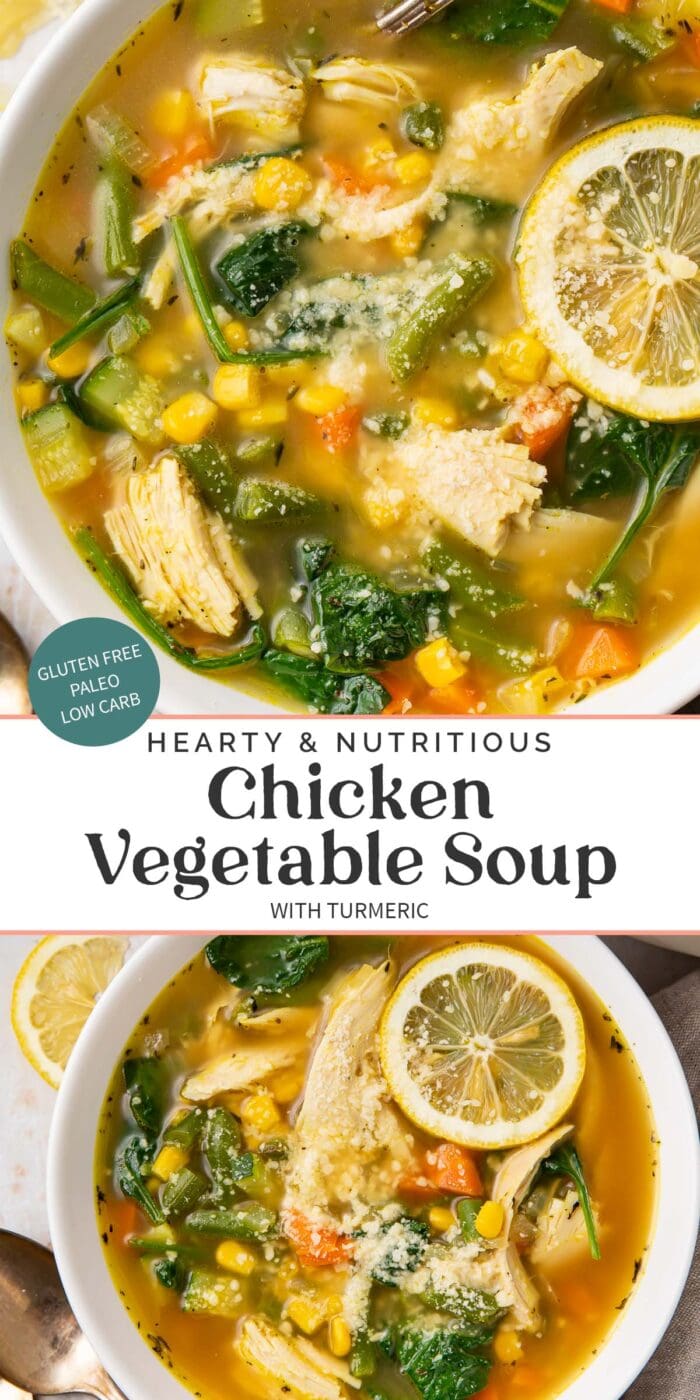 Pin graphic for chicken vegetable soup
