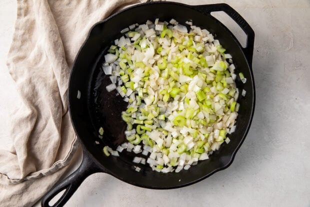 Celery and onions in large skillet