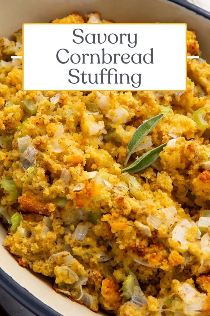 Pin graphic for cornbread stuffing