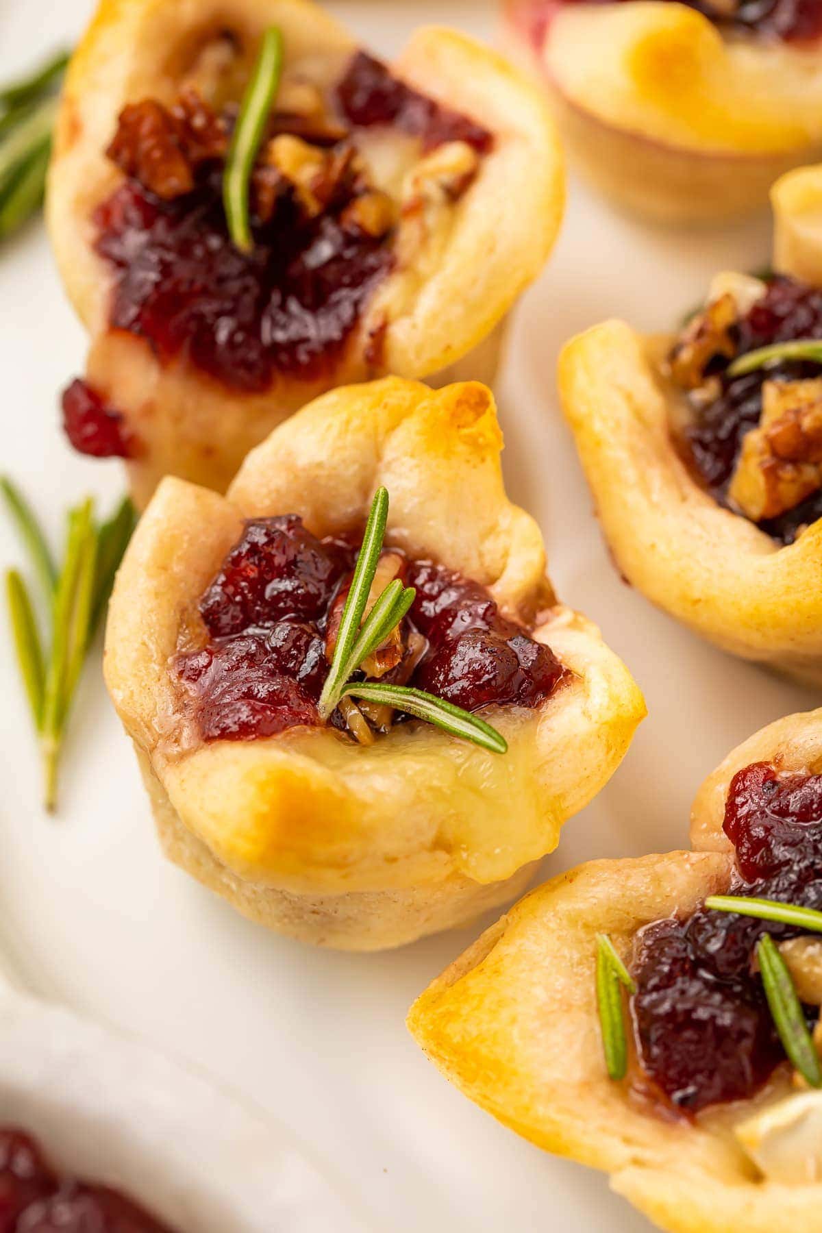 Cranberry brie bites close-up