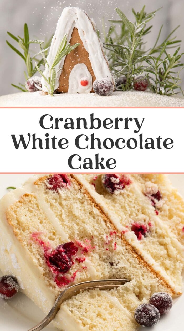 Pin graphic for cranberry cake