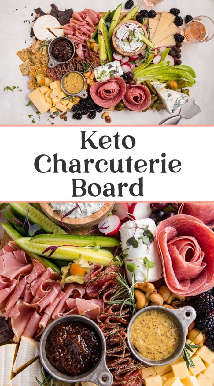 Pin graphic for keto charcuterie board