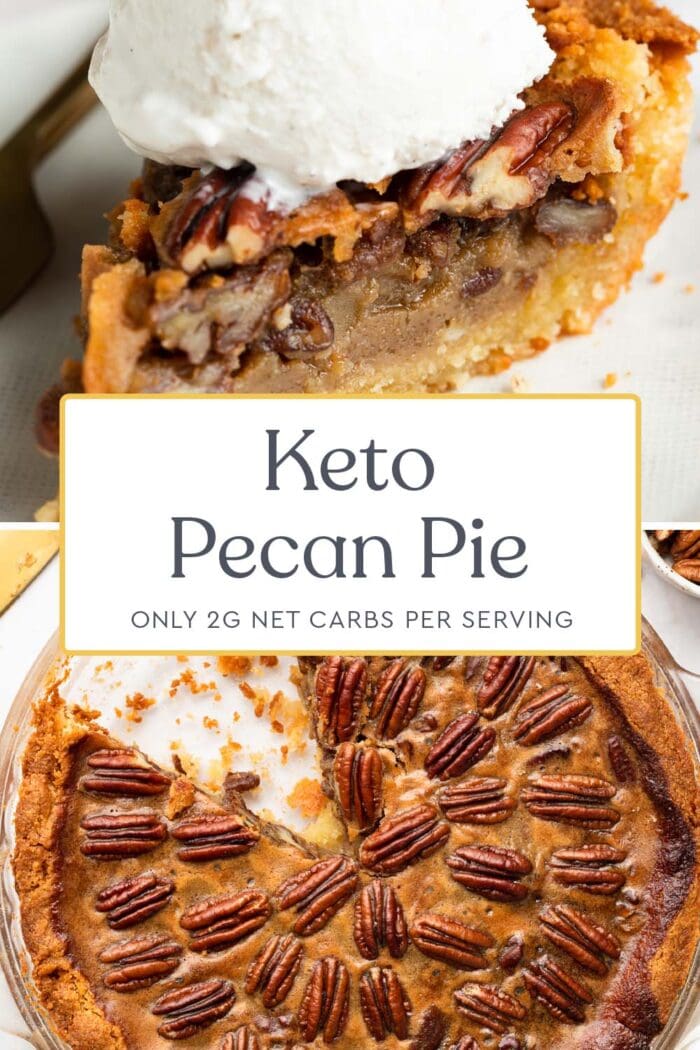 Pin graphic for keto pecan pie