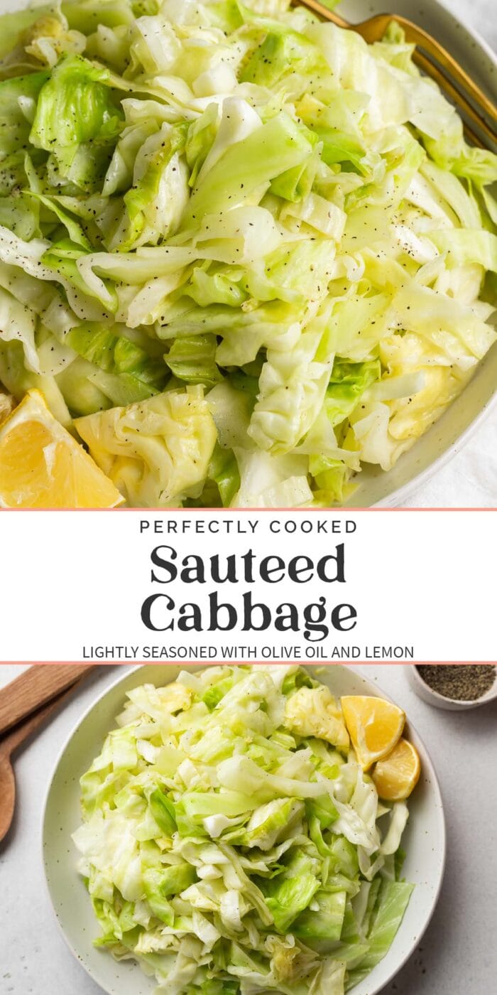 Pin graphic for sauteed cabbage