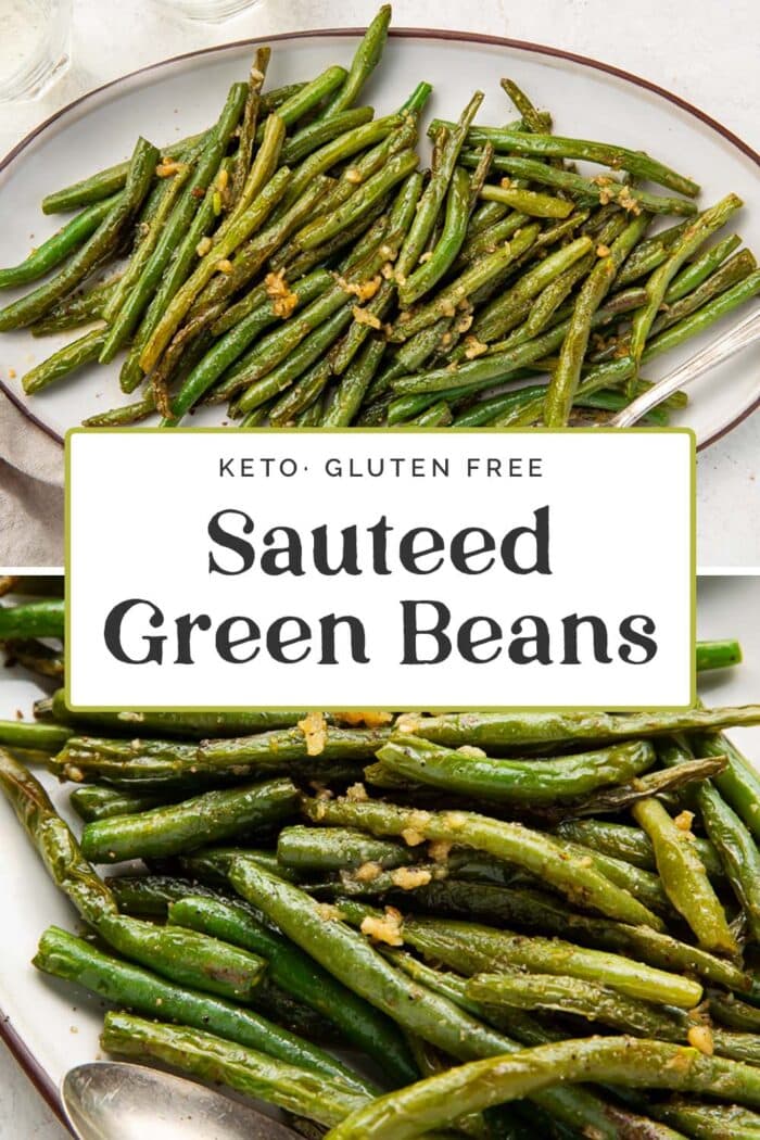 Pin graphic for sauteed green beans