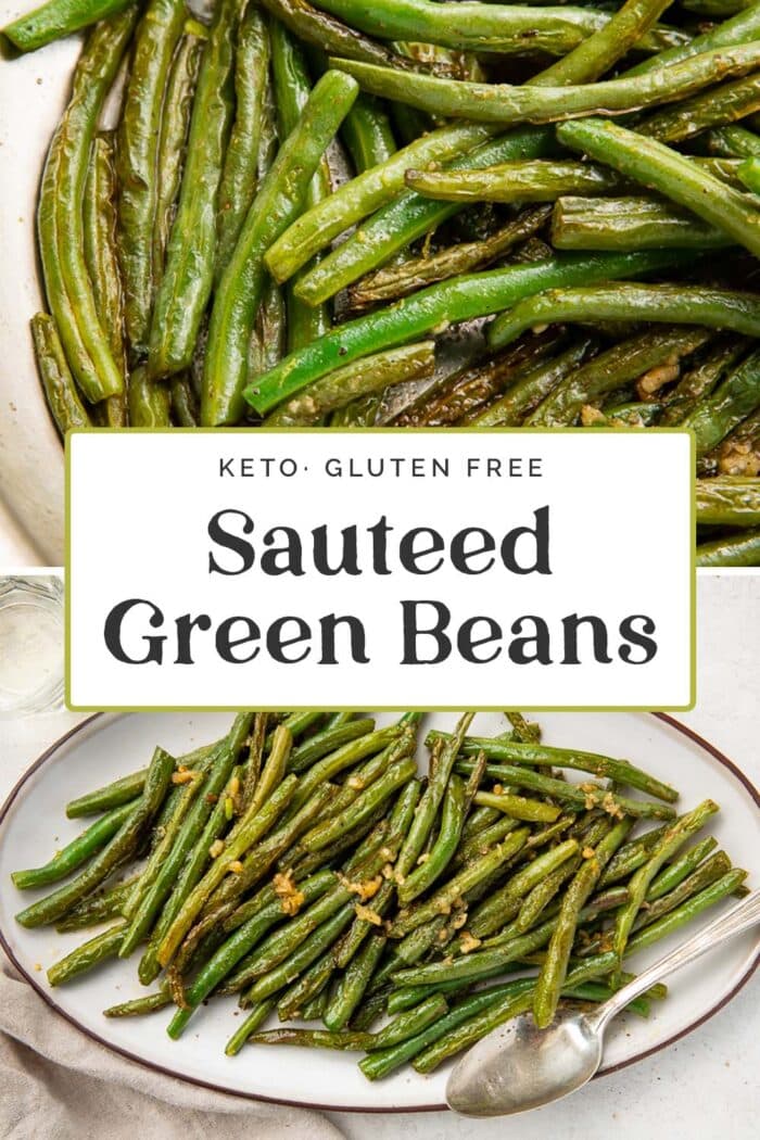 Pin graphic for sauteed green beans