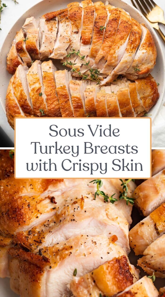Pin graphic for sous vide turkey breasts