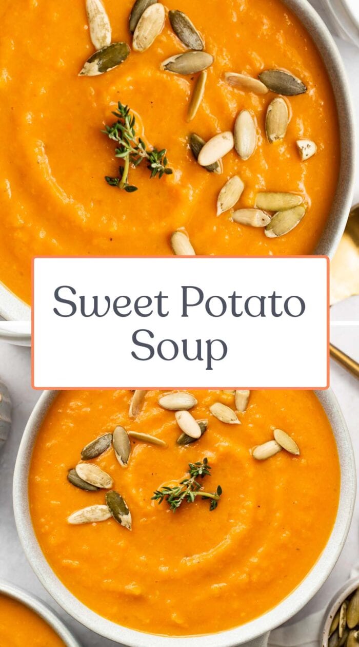 Pin graphic for sweet potato soup