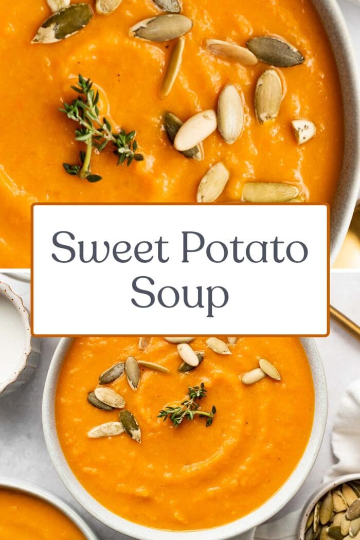 Pin graphic for sweet potato soup